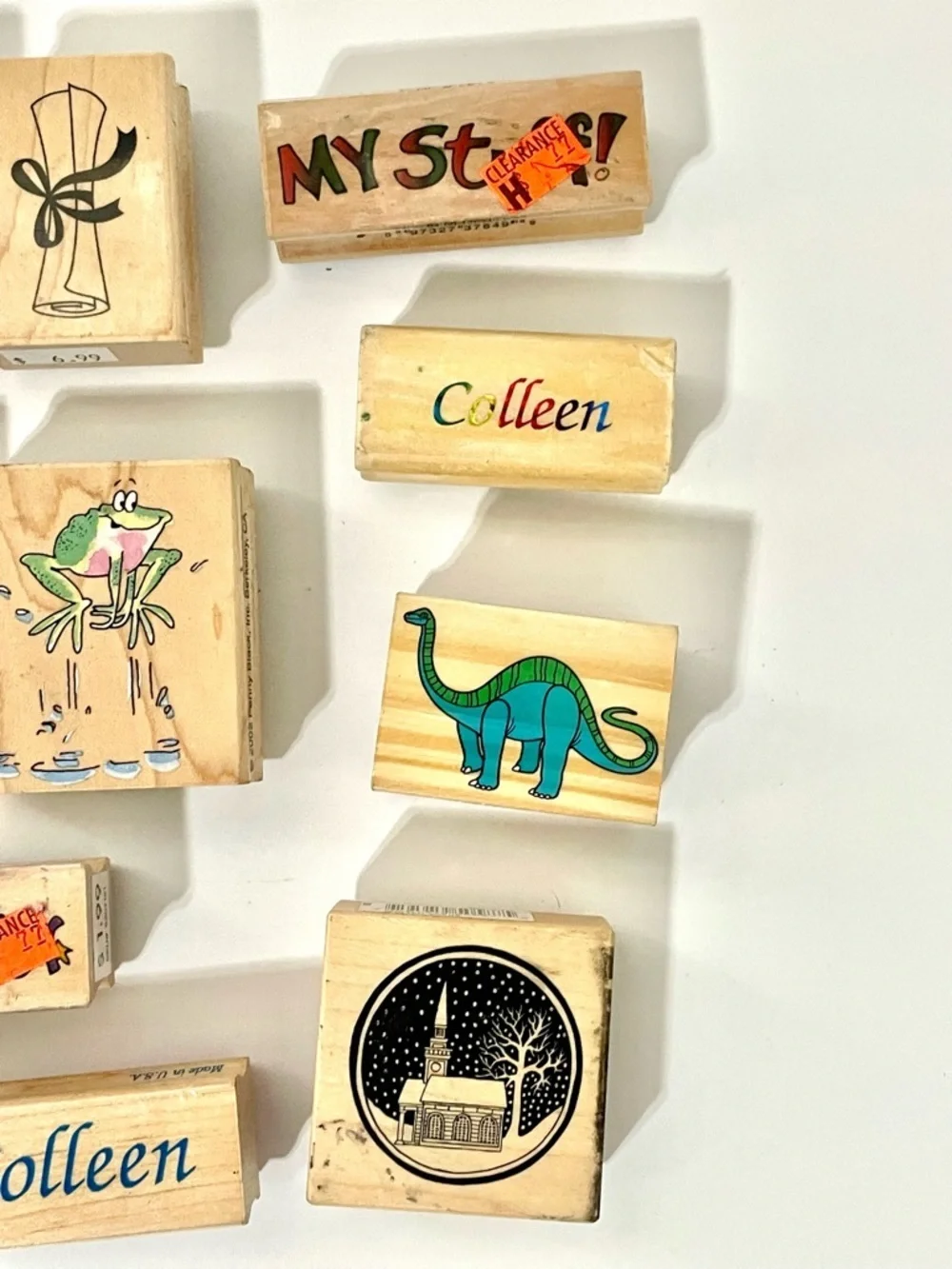 Vintage Wooden Rubber Stanp Lot of 10